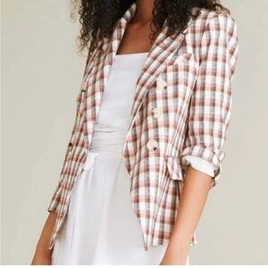 Joie Pink and White Plaid Blazer